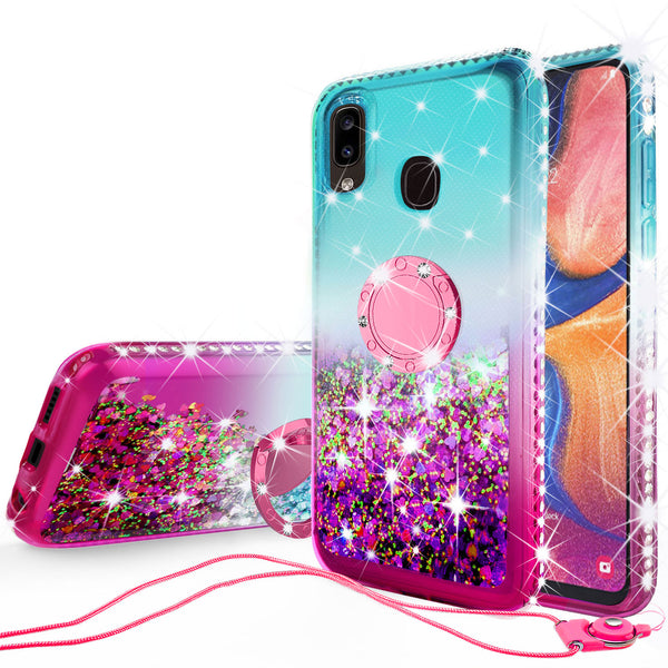 glitter phone case for samsung galaxy a20 - teal/pink gradient - www.coverlabusa.com