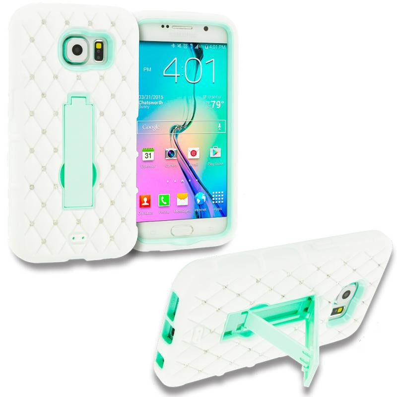 samsung galaxy note 4 diamond hybrid case - white/teal - www.coverlabusa.com