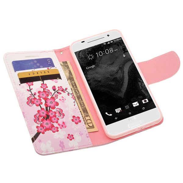 HTC One A9 leather wallet case - cherry blossom - www.coverlabusa.com