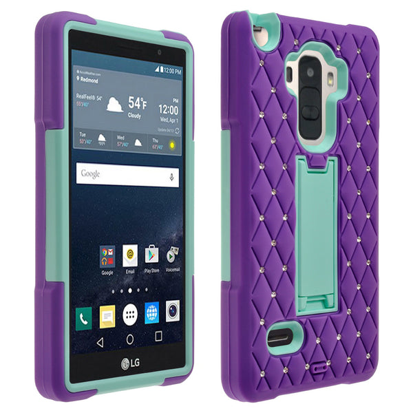 LG G Stylo hybrid diamond case - purple/teal - www.coverlabusa.com