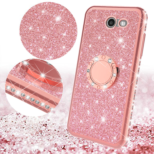 samsung galaxy j7 (2017) glitter bling fashion case - rose gold - www.coverlabusa.com