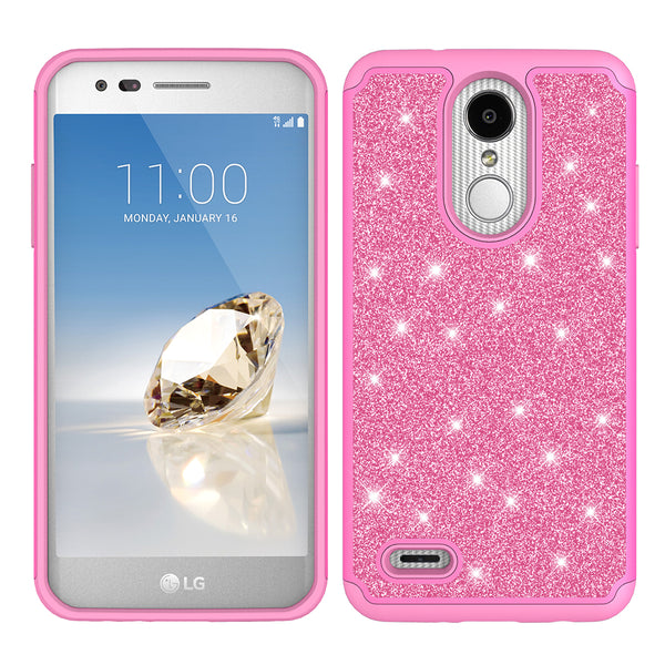 LG Aristo 2 Glitter Hybrid Case - Hot Pink - www.coverlabusa.com