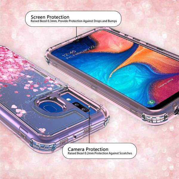 hard clear glitter phone case for samsung galaxy a20 - pink - www.coverlabusa.com
