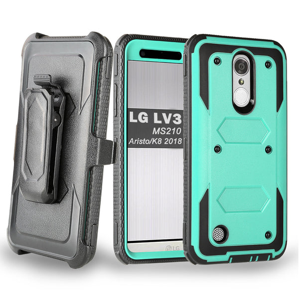 LG ARISTO holster case with screen protector - teal - www.coverlabusa.com