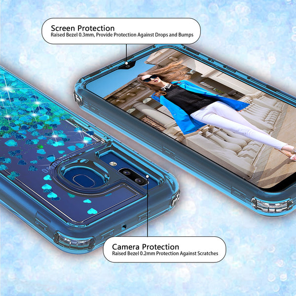 hard clear glitter phone case for samsung galaxy a20 - teal - www.coverlabusa.com