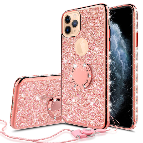 apple iphone 12 glitter bling fashion case - rose gold - www.coverlabusa.com