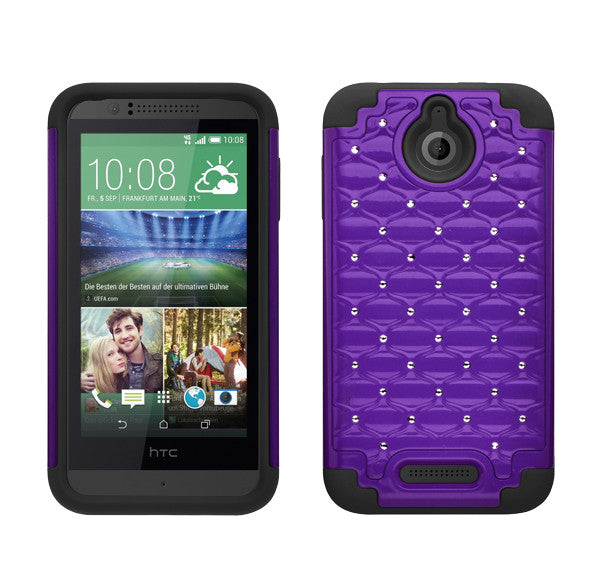 HTC Desire 510 Hybrid Rhinestone Case Cover - Purple - www.coverlabusa.com