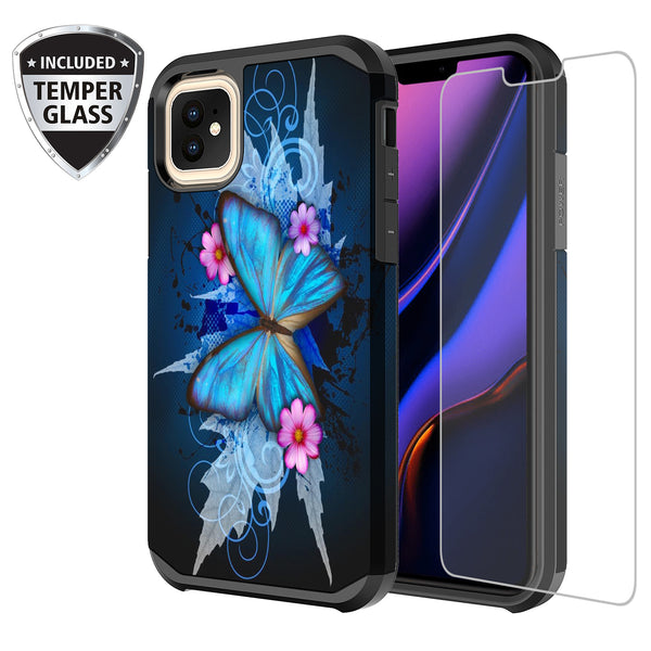 apple iphone 11 pro hybrid case - blue butterfly - www.coverlabusa.com