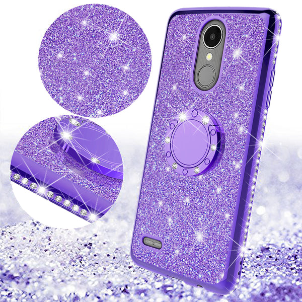 lg k8 2017 glitter bling fashion case - purple - www.coverlabusa.com