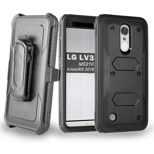 LG ARISTO holster case with screen protector - black - www.coverlabusa.com