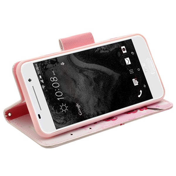 HTC One A9 leather wallet case - cherry blossom - www.coverlabusa.com