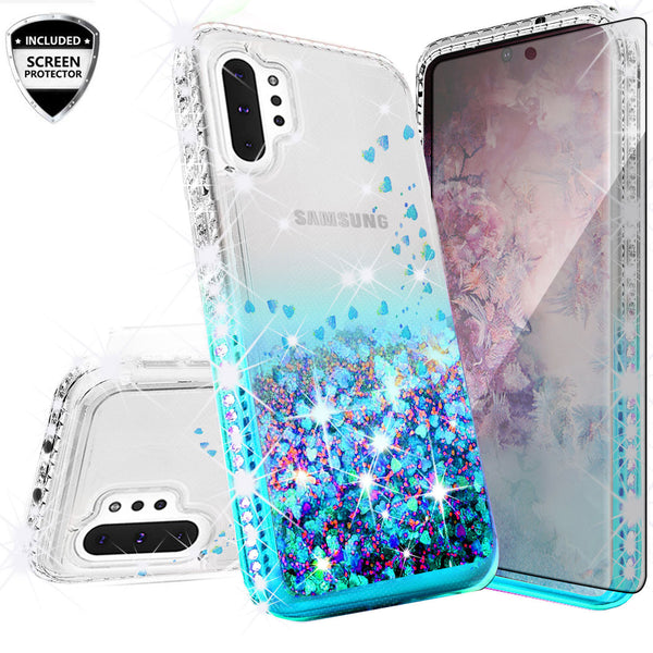 clear liquid phone case for samsung galaxy note 10 plus - teal - www.coverlabusa.com