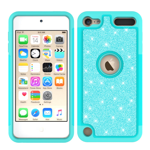 Apple iPod Touch 5 Glitter Hybrid Case - Teal - www.coverlabusa.com