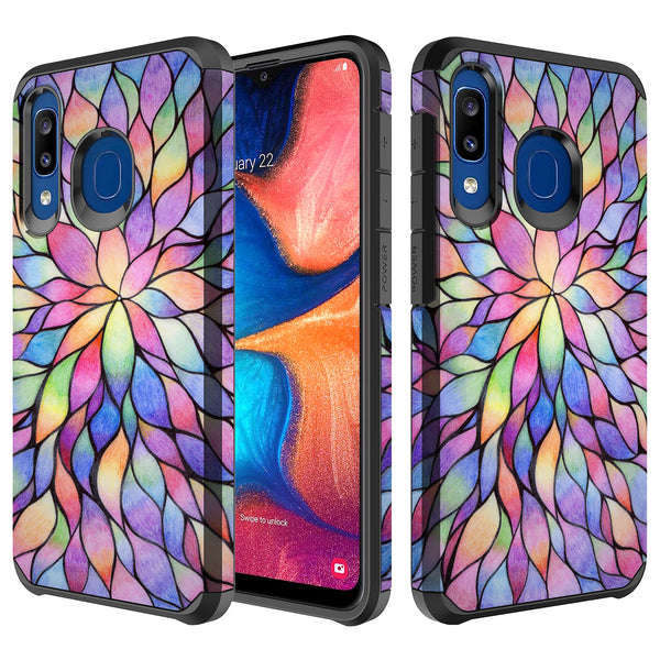 samsung galaxy a20 hybrid case - rainbow flower - www.coverlabusa.com