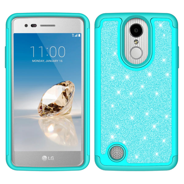 LG Aristo Glitter Hybrid Case - Teal - www.coverlabusa.com