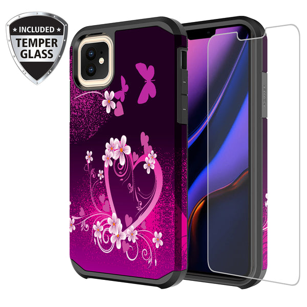 apple iphone 11 pro hybrid case - heart butterflies - www.coverlabusa.com