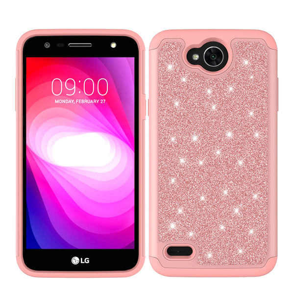 LG X Power 2 Glitter Hybrid Case - Rose Gold - www.coverlabusa.com