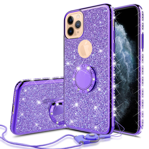 apple iphone 11 pro glitter bling fashion case - purple - www.coverlabusa.com