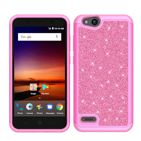 ZTE Tempo X Glitter Hybrid Case - Hot Pink - www.coverlabusa.com