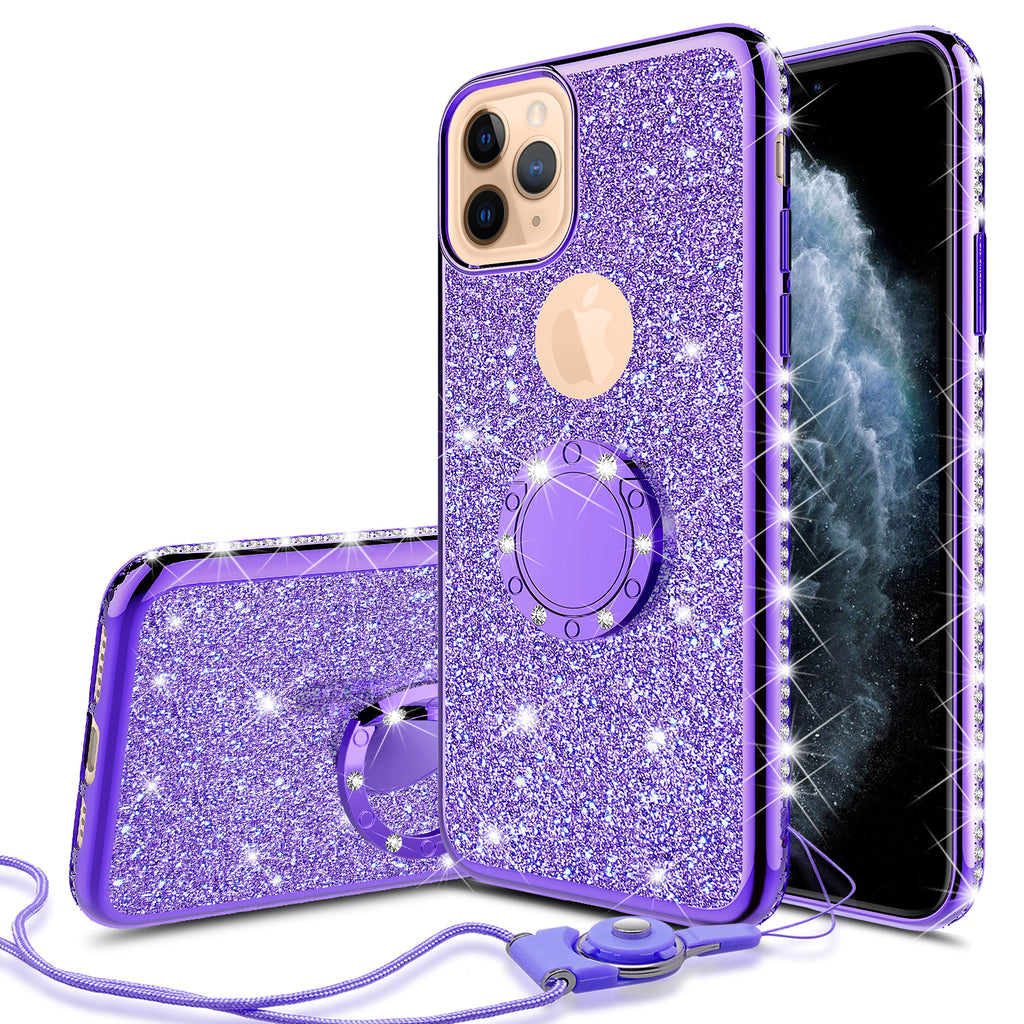 apple iphone 12 glitter bling fashion case - purple - www.coverlabusa.com