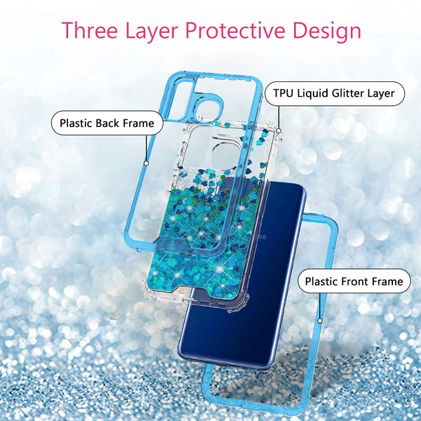 hard clear glitter phone case for samsung galaxy a20 - teal - www.coverlabusa.com