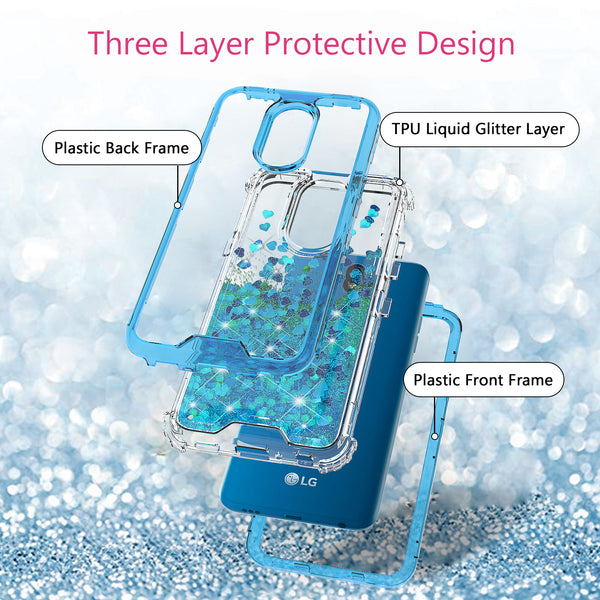 hard clear glitter phone case for lg aristo 4 plus - teal - www.coverlabusa.com