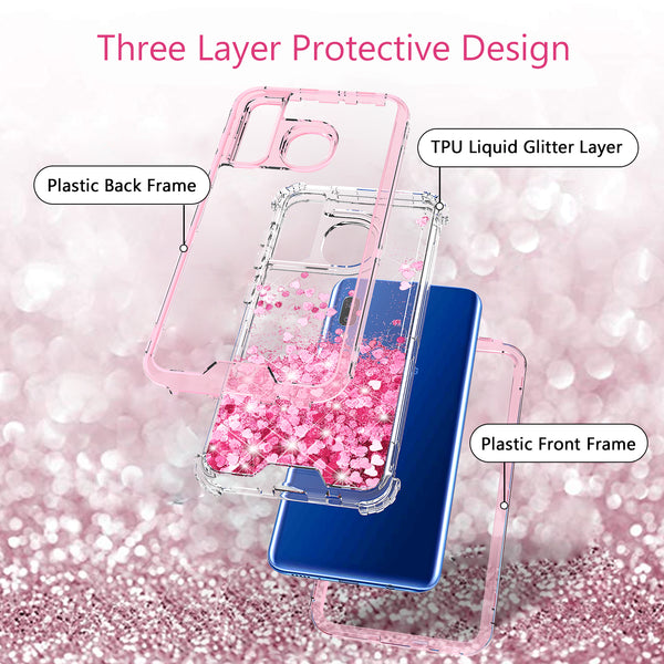 hard clear glitter phone case for samsung galaxy a20 - pink - www.coverlabusa.com