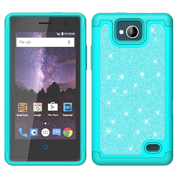 ZTE Majesty Pro Glitter Hybrid Case - Teal - www.coverlabusa.com