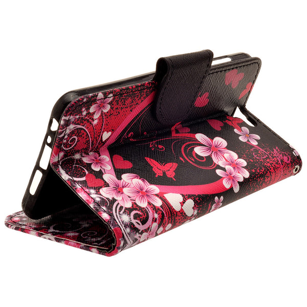 HTC One A9 leather wallet case - heart butterflies - www.coverlabusa.com