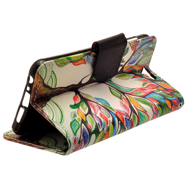 HTC One A9 leather wallet case - colorful tree - www.coverlabusa.com