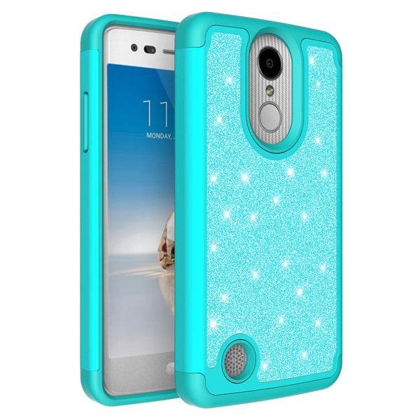 LG Aristo Glitter Hybrid Case - Teal - www.coverlabusa.com