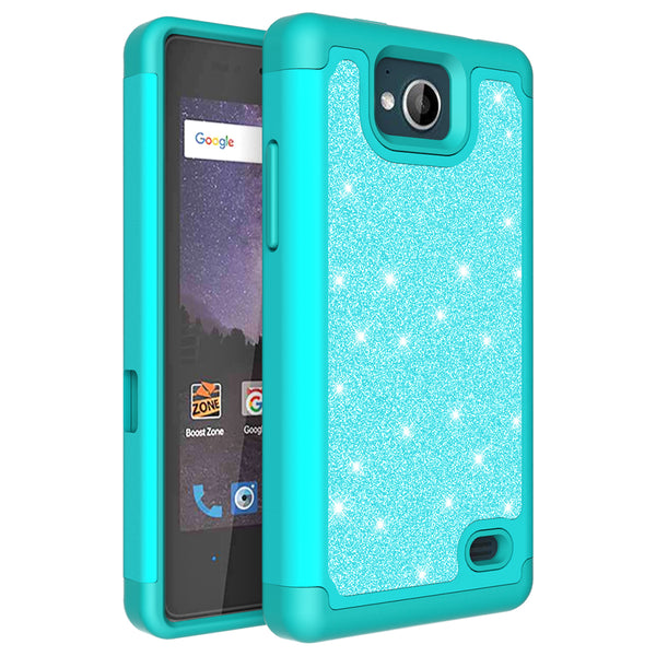 ZTE Majesty Pro Glitter Hybrid Case - Teal - www.coverlabusa.com