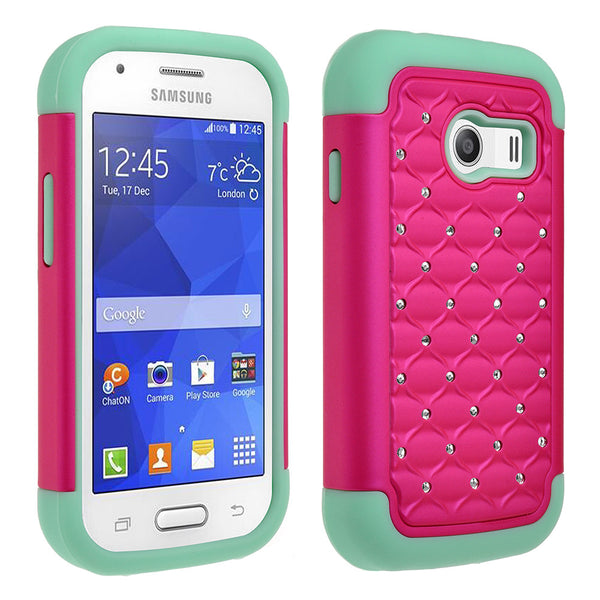 Samsung Galaxy Ace Style Rhinestone Case - Hot Pink/Teal - www.coverlabusa.com