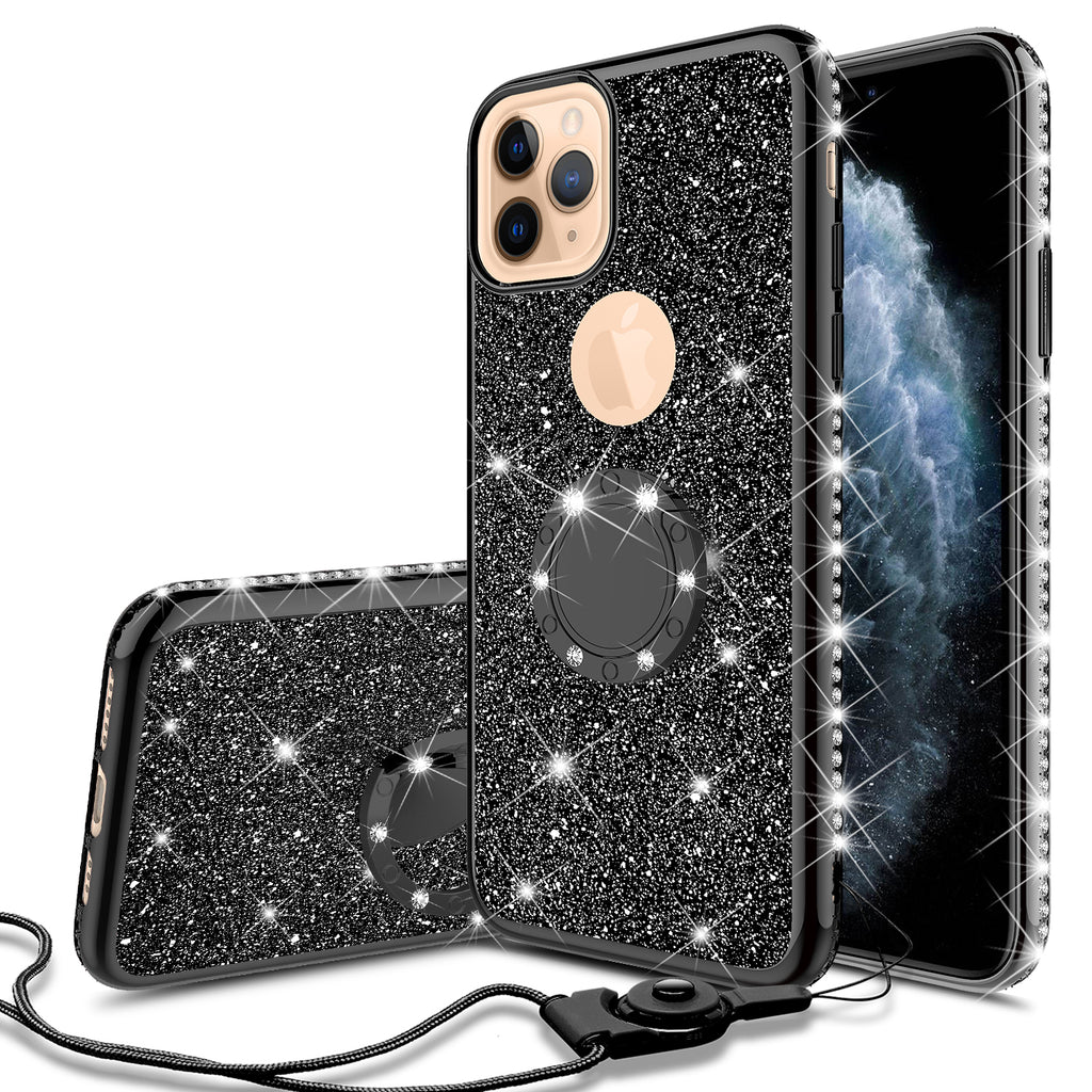 apple iphone 11 glitter bling fashion case - black - www.coverlabusa.com