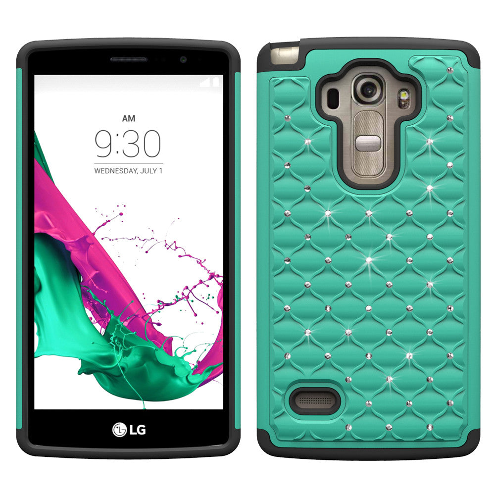 LG G4 Rhinestone Case - Teal/Black - www.coverlabusa.com