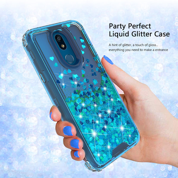 hard clear glitter phone case for lg aristo 4 plus - teal - www.coverlabusa.com