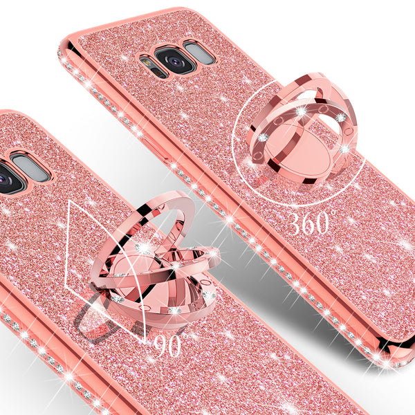 samsung galaxy 8 plus glitter bling fashion case - rose gold - www.coverlabusa.com
