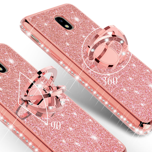 samsung galaxy j3 (2018) glitter bling fashion case - rose gold - www.coverlabusa.com