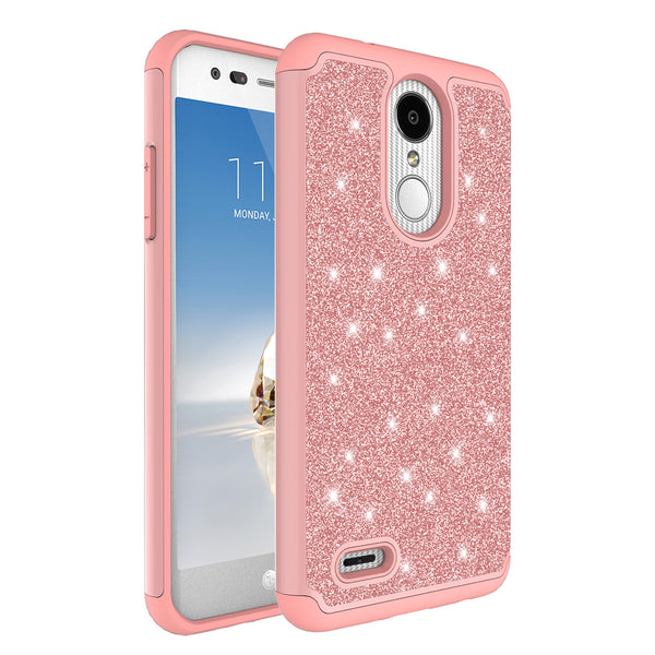 LG Aristo 2 Glitter Hybrid Case - Rose Gold - www.coverlabusa.com
