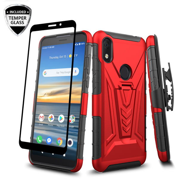 holster kickstand hyhrid phone case for alcatel jitterbug smart 3 - red - www.coverlabusa.com