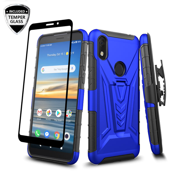 holster kickstand hyhrid phone case for alcatel jitterbug smart 3 - blue - www.coverlabusa.com