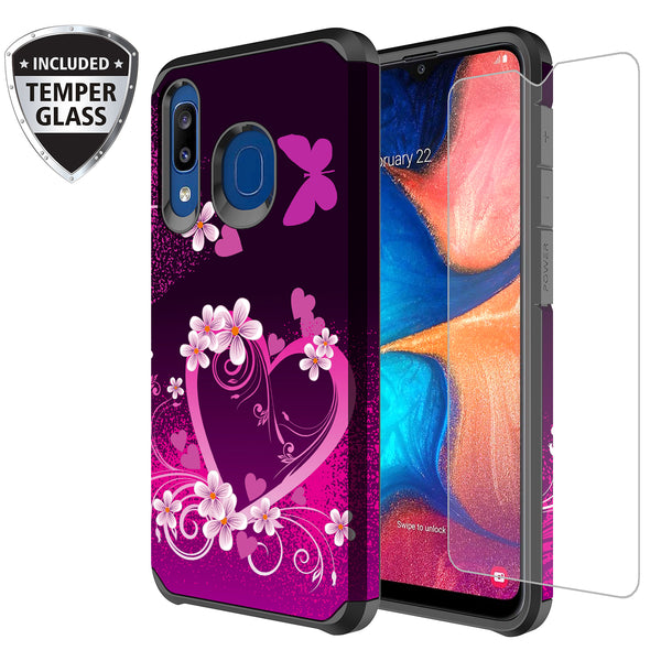 samsung galaxy a20 hybrid case - heart butterflies - www.coverlabusa.com