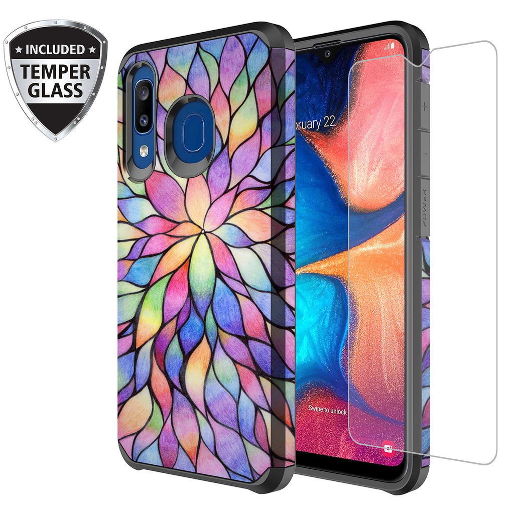 samsung galaxy a20 hybrid case - rainbow flower - www.coverlabusa.com