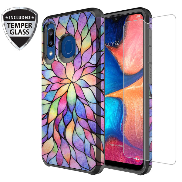 samsung galaxy a20 hybrid case - rainbow flower - www.coverlabusa.com