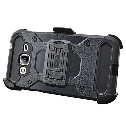 Samsung Galaxy J3, Galaxy Sky, Galaxy Express Prime, Galaxy Sol, Galaxy Amp Prime, J3 V Hybrid Holster Case - BLACK - WWW.COVERLABUSA.COM