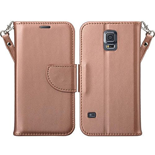 samsung galaxy S5 leather wallet case - rose gold - www.coverlabusa.com