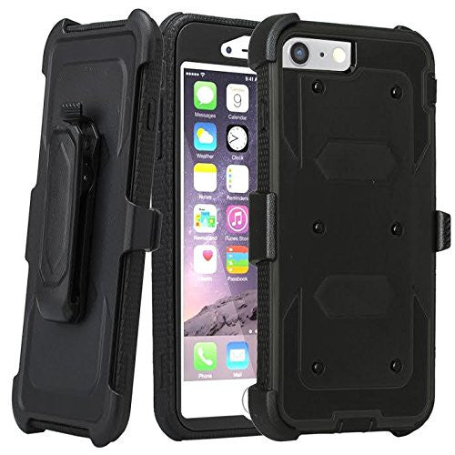 Apple iPhone 7 Plus Case | Heavy Duty 3-in-1 Defender Holster Shell Combo | Black - www.coverlabusa.com