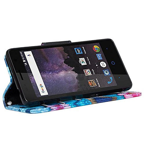 zte tempo blue butterfly wallet case - www.coverlabusa.com