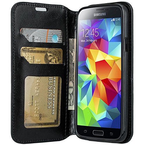 samsung galaxy S5 leather wallet case - black - www.coverlabusa.com
