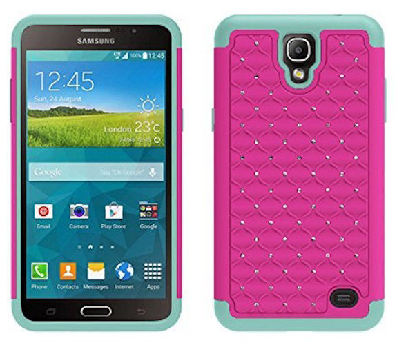 samsung galaxy mega 2 case - rhinestone hot pink teal - www.coverlabusa.com